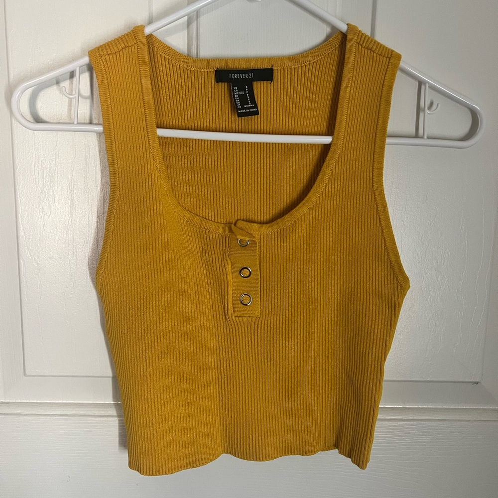 Forever21 Yellow Cropped Tank